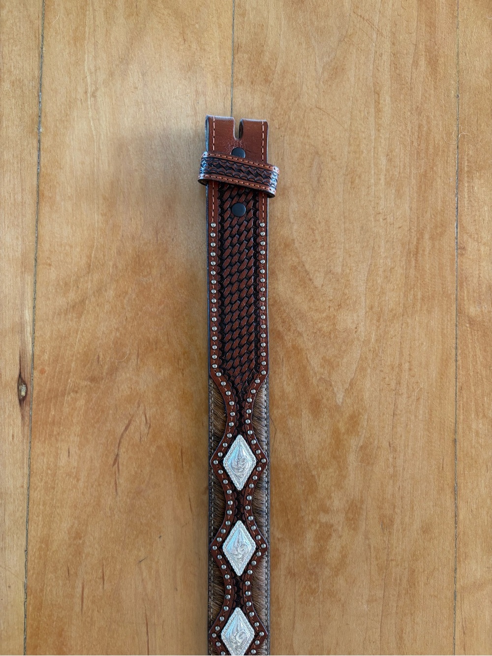 Brown Western Leather Belt with Silver Conchos (NWOT)